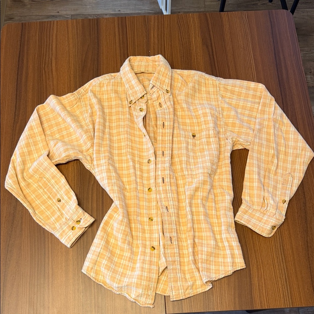 Womens Pink/ Orange Plaid Button-Up Shirt